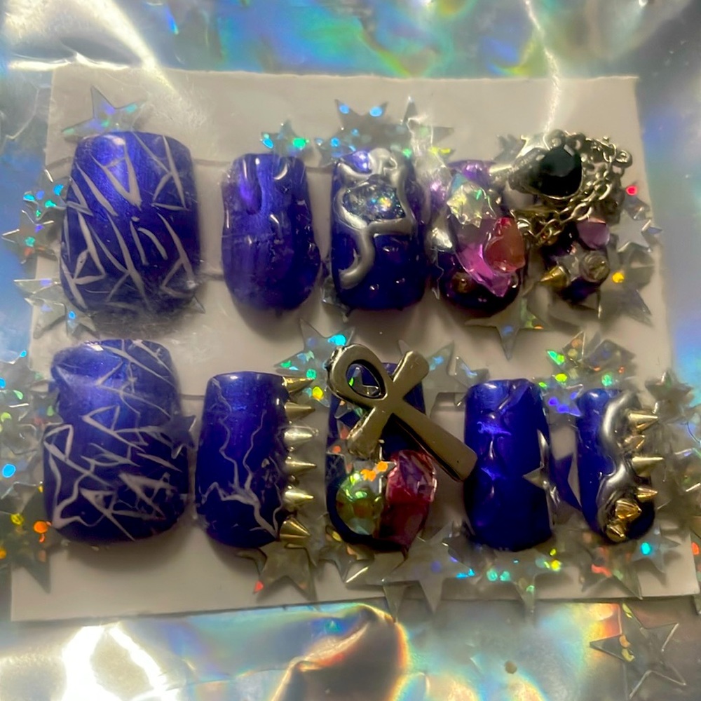 Purple rain purple rain short square press on nails